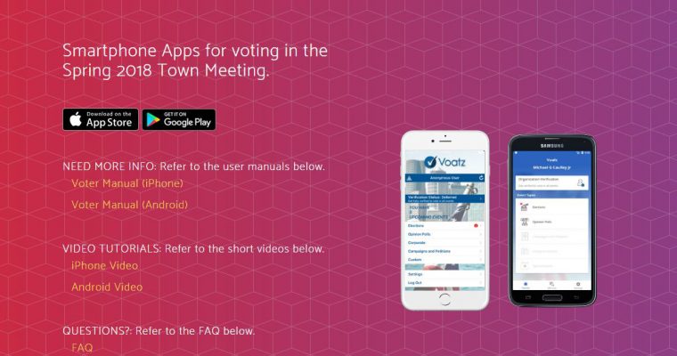 Electronic Voting Pilot for Town Meeting 2018