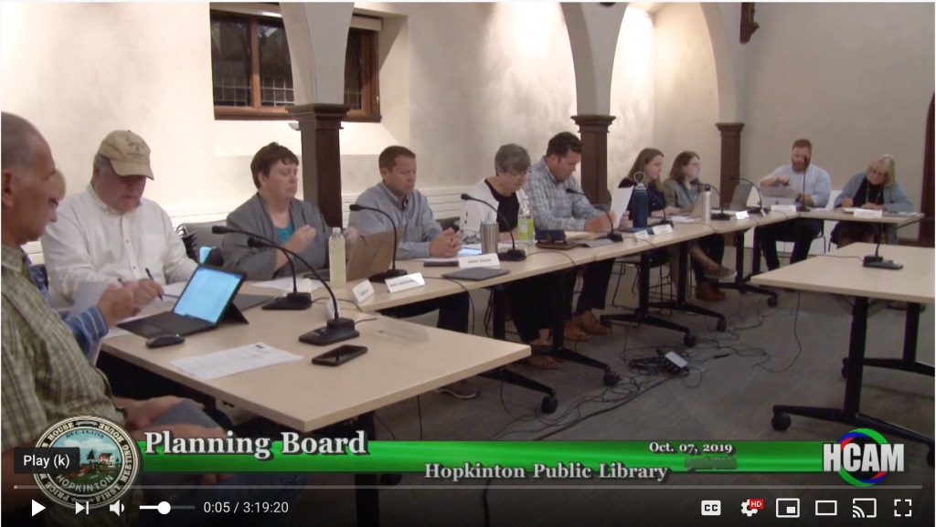 Planning Board Actions Taken 10/7/19 eHop Hopkinton