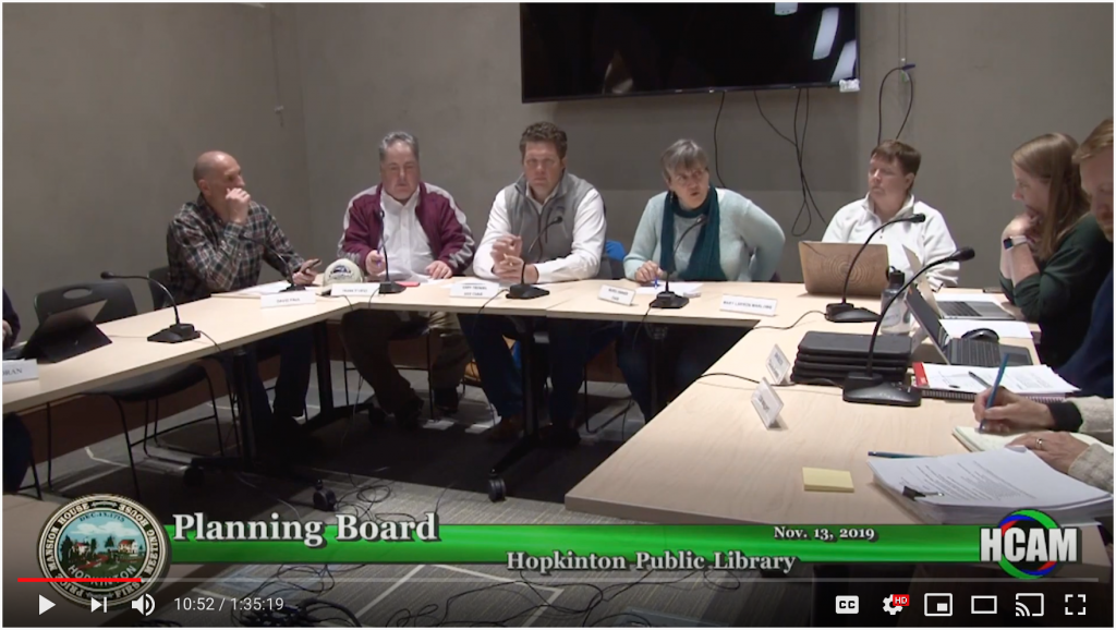 Planning Board Actions Taken 11/13/19 eHop Hopkinton
