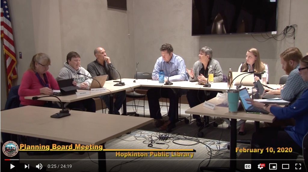 Planning Board Actions Taken 2/10/20 eHop Hopkinton