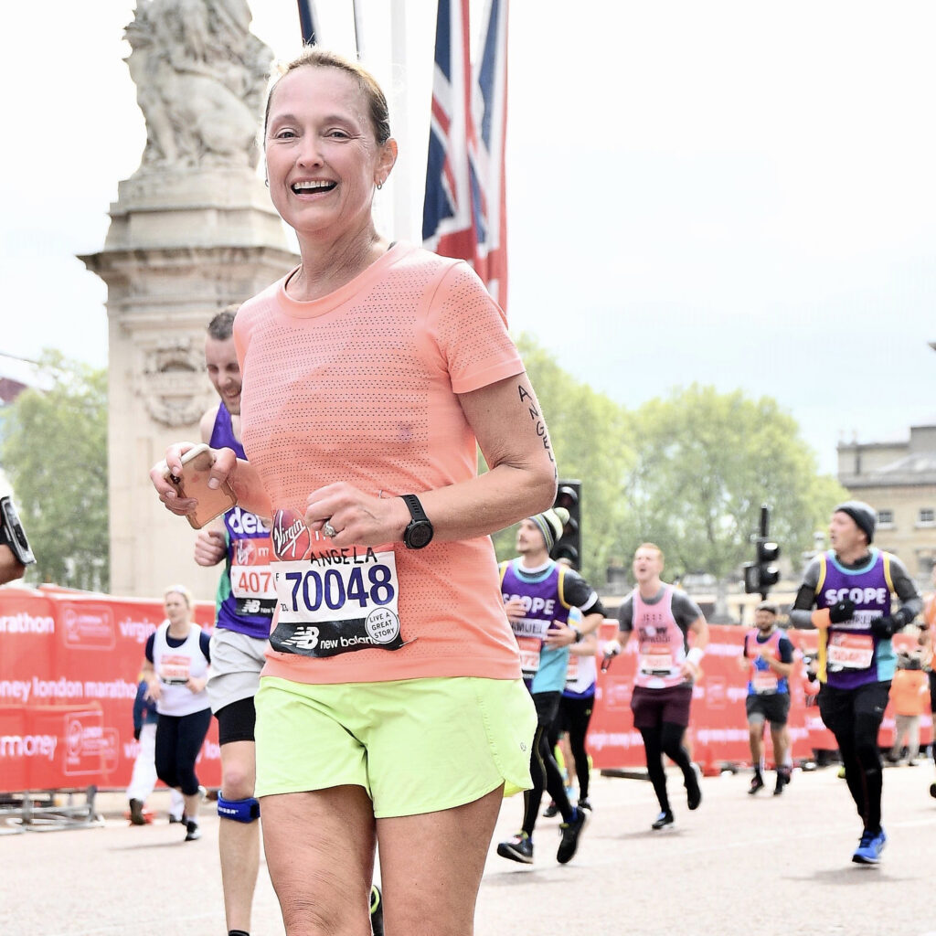 Angela Perry Running the London Marathon